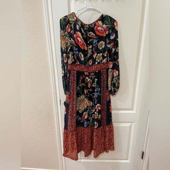 Anthropologie Adair Velvet-Trimmed Midi Dress Size 2 - Picture 8 of 8